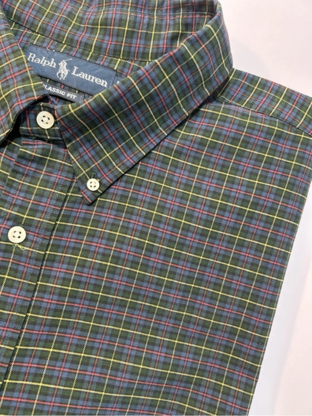 Ralph Lauren Men's Green Plaid Button-Down Shirt 3XLT TALL Long Sleeve